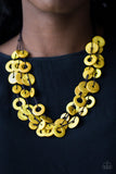 Paparazzi "Wonderfully Walla Walla" Yellow Wooden Bead Brown Cord Necklace & Earring Set Paparazzi Jewelry