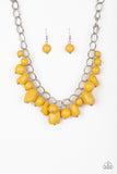 Paparazzi VINTAGE VAULT "Gorgeously Globetrotter" Yellow Necklace & Earring Set Paparazzi Jewelry
