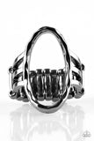 Paparazzi "Center Chic" Black Gunmetal Oval Open Design Ring Paparazzi Jewelry