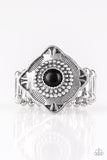 Paparazzi "Four Corners Fashion" Black Ring Paparazzi Jewelry