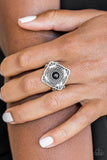 Paparazzi "Four Corners Fashion" Black Ring Paparazzi Jewelry