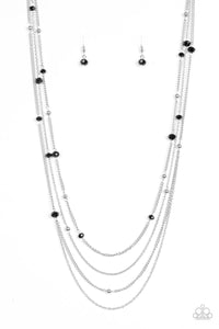 Paparazzi VINTAGE VAULT "On The Front SHINE" Black Necklace & Earring Set Paparazzi Jewelry