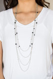 Paparazzi VINTAGE VAULT "On The Front SHINE" Black Necklace & Earring Set Paparazzi Jewelry