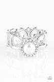 Paparazzi VINTAGE VAULT "Crown Coronation" Exclusive White Ring Paparazzi Jewelry