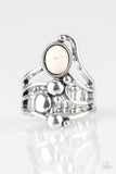 Paparazzi VINTAGE VAULT "Wanderlust Wanderer" White Ring Paparazzi Jewelry