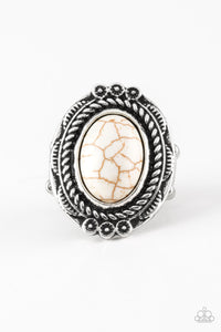 Paparazzi VINTAGE VAULT "Tumblin Tumbleweeds" White Ring Paparazzi Jewelry