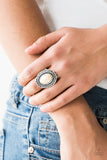 Paparazzi VINTAGE VAULT "Tumblin Tumbleweeds" White Ring Paparazzi Jewelry