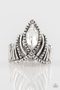 Paparazzi VINTAGE VAULT "Heres Your Crown" White Ring Paparazzi Jewelry