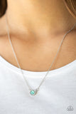 Paparazzi "Dreamy Dreamer" Green Opalescent Bead White Rhinestone Silver Necklace & Earring Set Paparazzi Jewelry
