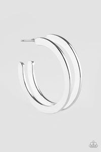 Paparazzi "Be All BRIGHT" Silver Flat Hoop Earrings Paparazzi Jewelry