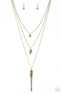 Paparazzi VINTAGE VAULT "Crystal Cruiser" Brass Necklace & Earring Set Paparazzi Jewelry