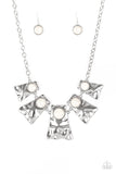 Paparazzi VINTAGE VAULT "Cougar" White Necklace & Earring Set Paparazzi Jewelry