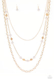 Paparazzi VINTAGE VAULT "Classical Cadence" Gold Necklace & Earring Set Paparazzi Jewelry