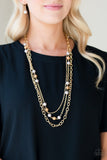 Paparazzi VINTAGE VAULT "Classical Cadence" Gold Necklace & Earring Set Paparazzi Jewelry