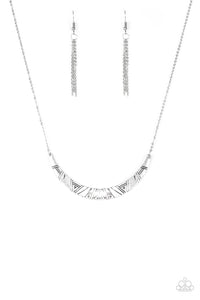 Paparazzi VINTAGE VAULT "Howl At The Moon" Silver Necklace & Earring Set Paparazzi Jewelry