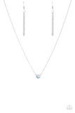 Paparazzi "Dreamy Dreamer" Blue Opalescent Bead White Rhinestone Silver Necklace & Earring Set Paparazzi Jewelry