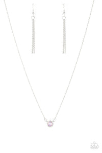 Paparazzi "Dreamy Dreamer" Pink Opalescent Bead White Rhinestone Silver Necklace & Earring Set Paparazzi Jewelry