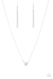 Paparazzi "Dreamy Dreamer" Pink Opalescent Bead White Rhinestone Silver Necklace & Earring Set Paparazzi Jewelry