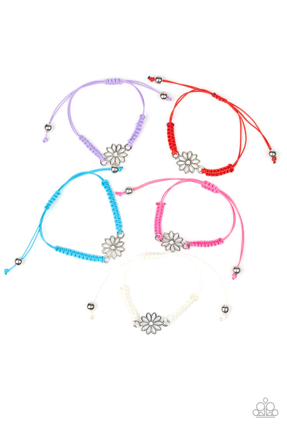 Girls Multi Color Silver Daisy 116XX Starlet Shimmer Bracelets Set of 5 Paparazzi Jewelry