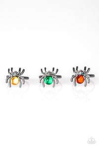 Girl's Starlet Shimmer Set of 5 Halloween Black Spider Multicolor Rhinestone Ring Paparazzi Jewelry