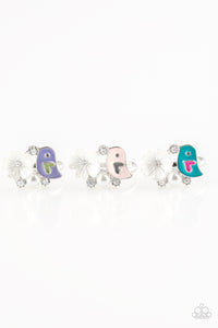 Girl's Starlet Shimmer Set of 5 Multi Color Bird White Flower Pearl & Rhinestone Rings Paparazzi Jewelry