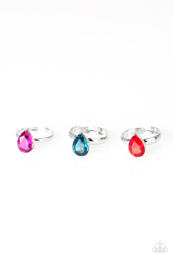Girls Starlet Shimmer Teardrop Gem Multi Color Set of 5 Rings Paparazzi Jewelry