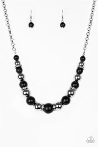 Paparazzi VINTAGE VAULT "The Ruling Class" Black Necklace & Earring Set Paparazzi Jewelry