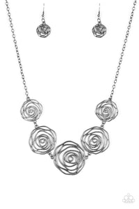 Paparazzi "Rosy Rosette" Black Necklace & Earring Set Paparazzi Jewelry