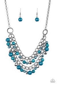 Paparazzi VINTAGE VAULT "Watch Me Now" Blue Necklace & Earring Set Paparazzi Jewelry