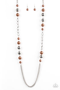 Paparazzi VINTAGE VAULT "Uptown Talker" Brown Necklace & Earring Set Paparazzi Jewelry