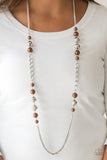 Paparazzi VINTAGE VAULT "Uptown Talker" Brown Necklace & Earring Set Paparazzi Jewelry