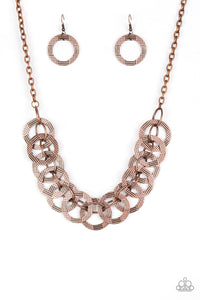 Paparazzi "The Main Contender" Copper Necklace & Earring Set Paparazzi Jewelry