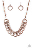 Paparazzi "The Main Contender" Copper Necklace & Earring Set Paparazzi Jewelry