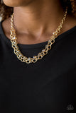 Paparazzi "Block Party Princess" Gold Necklace & Earring Set Paparazzi Jewelry