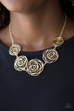 Paparazzi "Rosy Rosette" Gold Necklace & Earring Set Paparazzi Jewelry