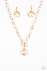 Paparazzi "She Sparkles On" Gold Necklace & Earring Set Paparazzi Jewelry
