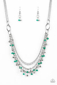 Paparazzi VINTAGE VAULT "Financially Fabulous" Green Necklace & Earring Set Paparazzi Jewelry