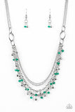 Paparazzi VINTAGE VAULT "Financially Fabulous" Green Necklace & Earring Set Paparazzi Jewelry