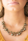 Paparazzi VINTAGE VAULT "The GRIT Crowd" Green Necklace & Earring Set Paparazzi Jewelry
