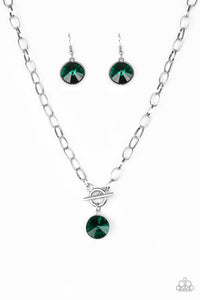 Paparazzi "She Sparkles On" Green Necklace & Earring Set Paparazzi Jewelry