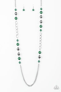 Paparazzi VINTAGE VAULT "Uptown Talker" Green Necklace & Earring Set Paparazzi Jewelry