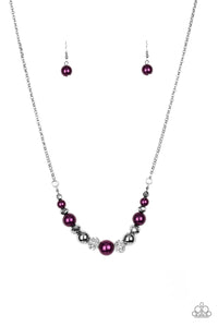 Paparazzi VINTAGE VAULT "The Big-Leaguer" Purple Necklace & Earring Set Paparazzi Jewelry