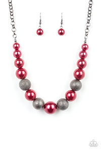 Paparazzi "Color Me CEO" Red Necklace & Earring Set Paparazzi Jewelry