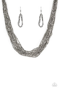 Paparazzi VINTAGE VAULT "The Speed of Starlight" Black Necklace & Earring Set Paparazzi Jewelry
