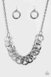 Paparazzi VINTAGE VAULT "The Main Contender" Silver Necklace & Earring Set Paparazzi Jewelry