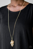 Paparazzi VINTAGE VAULT "Fiercely Fall" Gold Necklace & Earring Set Paparazzi Jewelry