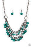 Paparazzi VINTAGE VAULT "Watch Me Now" Green Necklace & Earring Set Paparazzi Jewelry