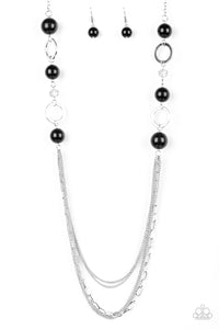 Paparazzi VINTAGE VAULT "Its About SHOWTIME!" Black Necklace & Earring Set Paparazzi Jewelry