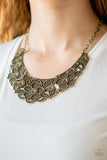 Paparazzi VINTAGE VAULT "Petunia Paradise" Brass Necklace & Earring Set Paparazzi Jewelry