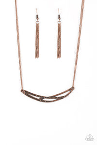 Paparazzi VINTAGE VAULT "Moto Modern" Copper Necklace & Earring Set Paparazzi Jewelry